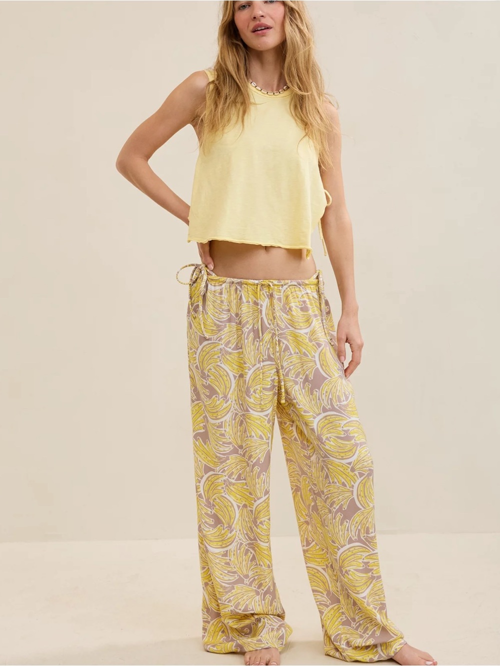 Aerie banana Printed Wide-Leg Lounge Pants
